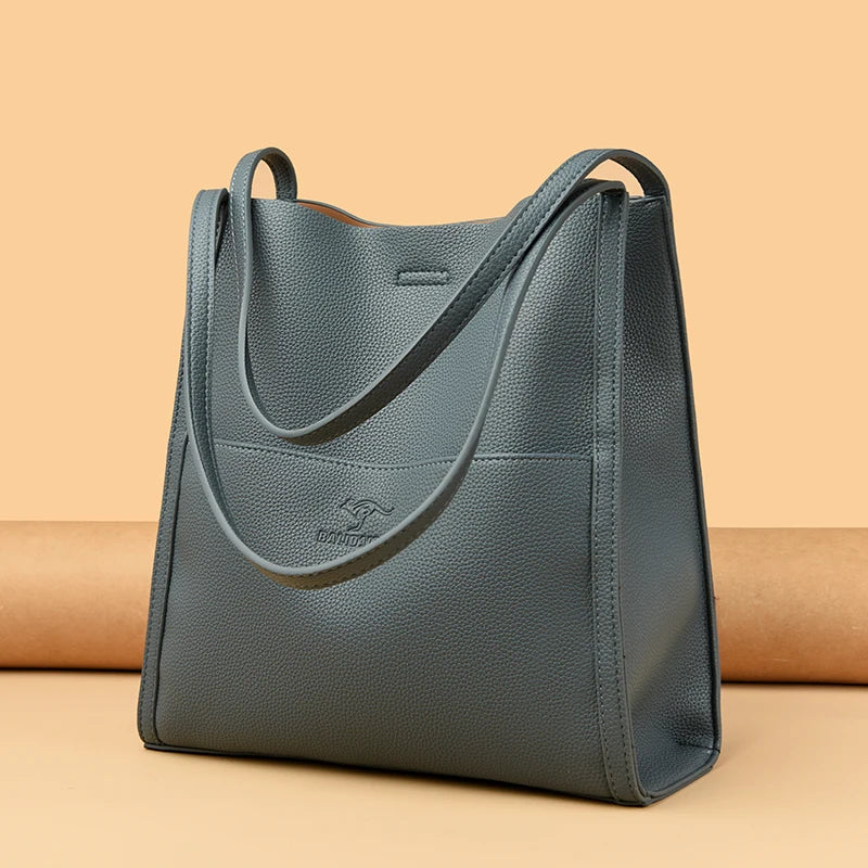 Bolsa Grande de Couro Legítimo Feminina de Ombro 
