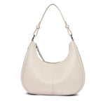 Bolsa Transversal Feminina de Couro Genuíno 100% para Ombro, Grande Capacidade, Modelo Meia-Lua, Bolsas Femininas de Couro Bovino de Grife, Sacola de Viagem/Uso Diário