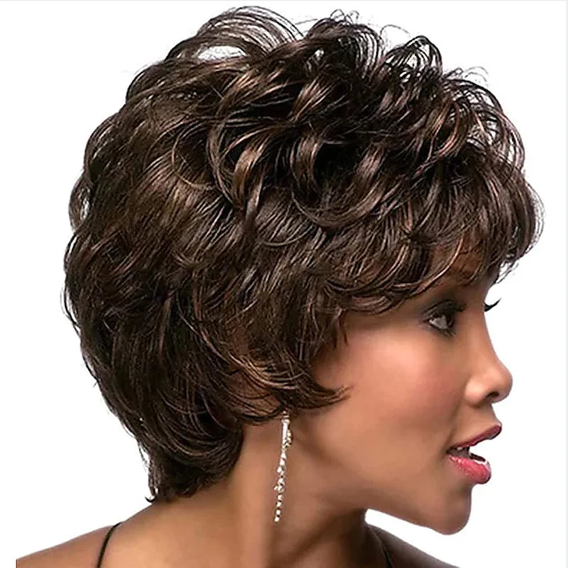 Peruca de Cabelo Curto Feminino com Franja
