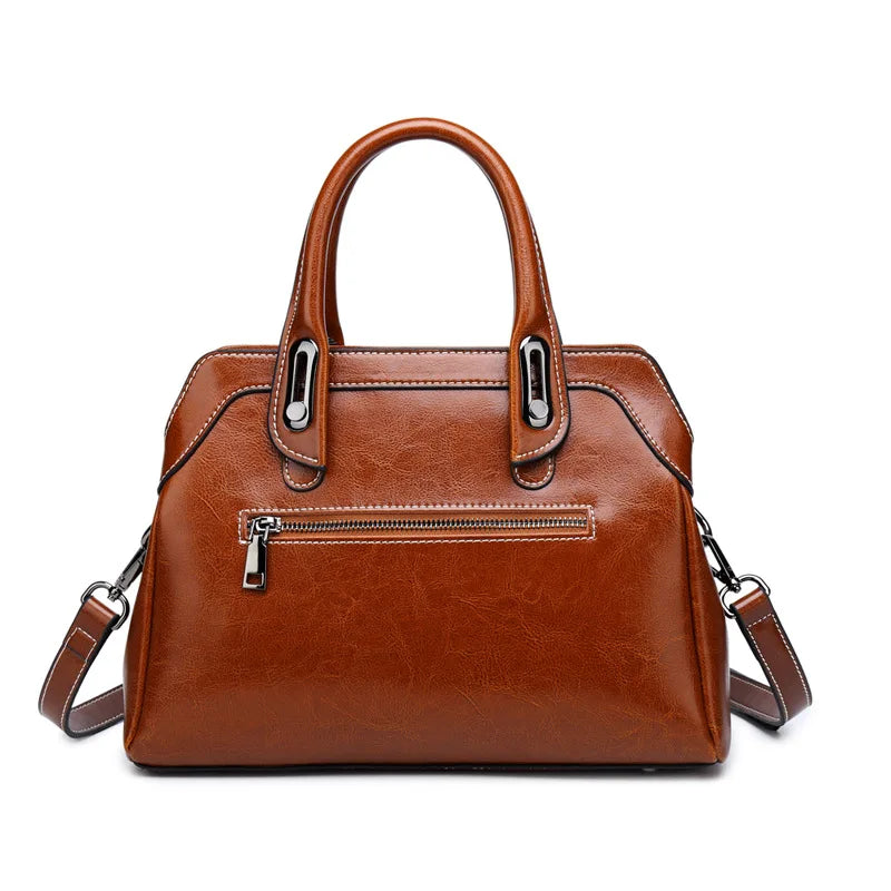 Bolsa feminina de couro genuíno alça superior ombro cruz corpo saco moda cera óleo bolsas e bolsas mensageiro tote bags