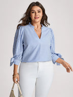 Camisa Plus Size Feminina Meia Manga com Babado