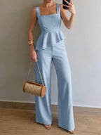 Conjunto Feminino Regata com Barra Assimétrica e Calça Reta