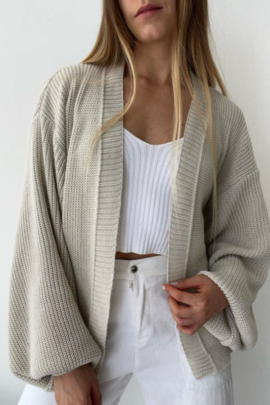 Casaco de Tricot Feminino Ombro Caído + Brinde