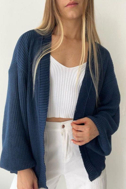 Casaco de Tricot Feminino Ombro Caído + Brinde