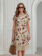 Miaspire Vestido de Verão Casual Elegante para Mulheres de Meia-Idade e Idosas, Estampa Floral Preta, para Uso Diário e Brunch