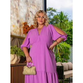 Vestido Plus Size Para Festa Longo Duna Com Fenda