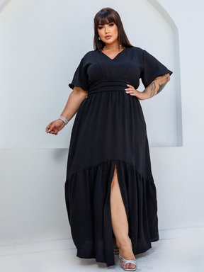 Vestido Longo Plus Size Drapeado