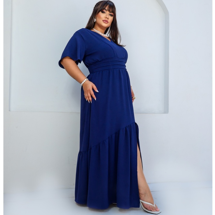 Vestido Longo Plus Size Drapeado