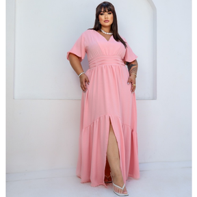 Vestido Longo Plus Size Drapeado