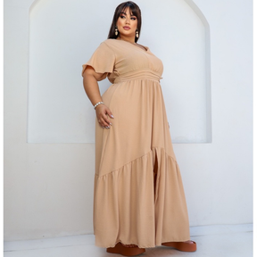 Vestido Longo Plus Size Drapeado