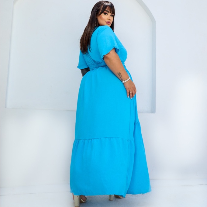 Vestido Longo Plus Size Drapeado