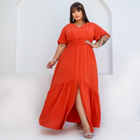 Vestido Longo Plus Size Drapeado