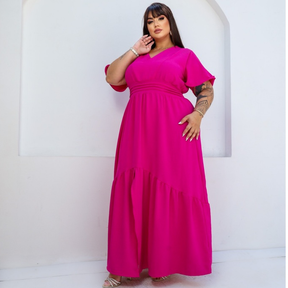 Vestido Longo Plus Size Drapeado