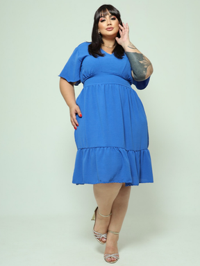 Vestido Curto Plus Size Manga Curta