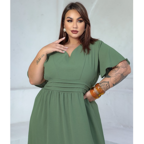 Vestido Longo Plus Size Drapeado