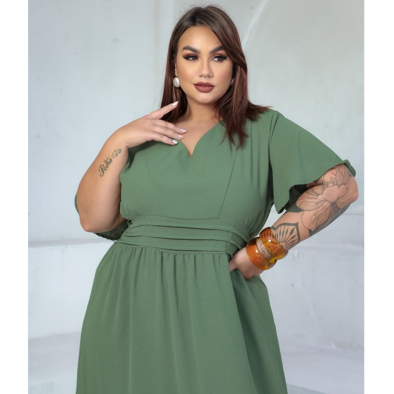 Vestido Longo Plus Size Drapeado