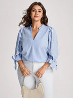 Camisa Plus Size Feminina Meia Manga com Babado