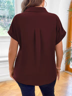 Vionelle Camisa casual e casual de Plus Size com mangas morcego sólidas para o verão feminina