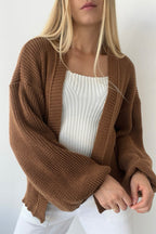 Casaco de Tricot Feminino Ombro Caído