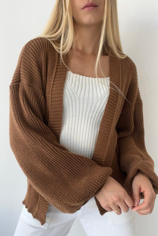 Casaco de Tricot Feminino Ombro Caído + Brinde