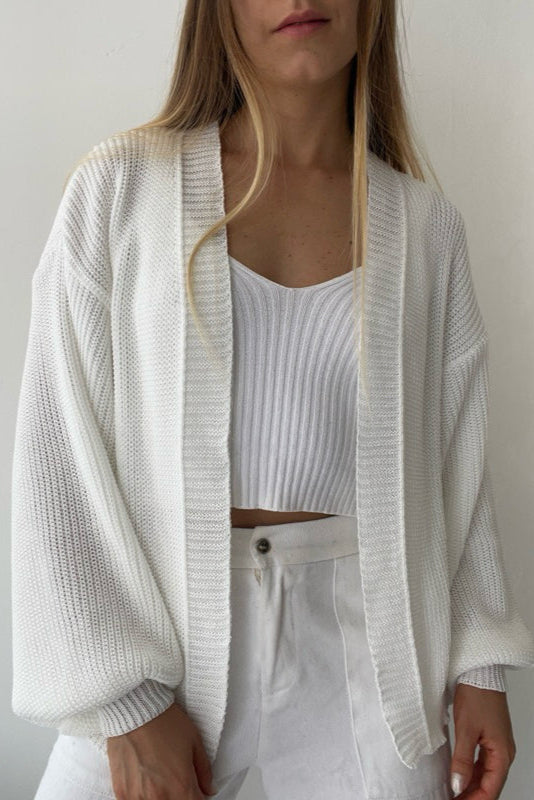 Casaco de Tricot Feminino Ombro Caído + Brinde