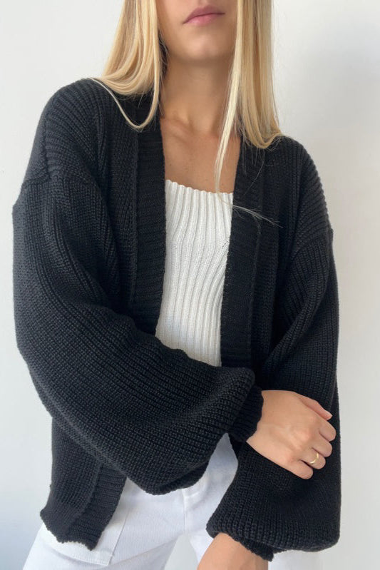 Casaco de Tricot Feminino Ombro Caído + Brinde