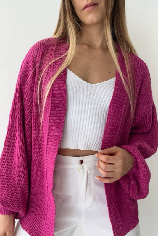 Casaco de Tricot Feminino Ombro Caído + Brinde