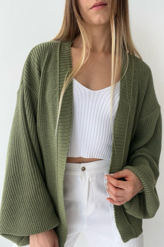 Casaco de Tricot Feminino Ombro Caído + Brinde